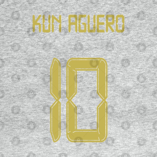 Kun Aguero Man City 10 gold shirt by Alimator